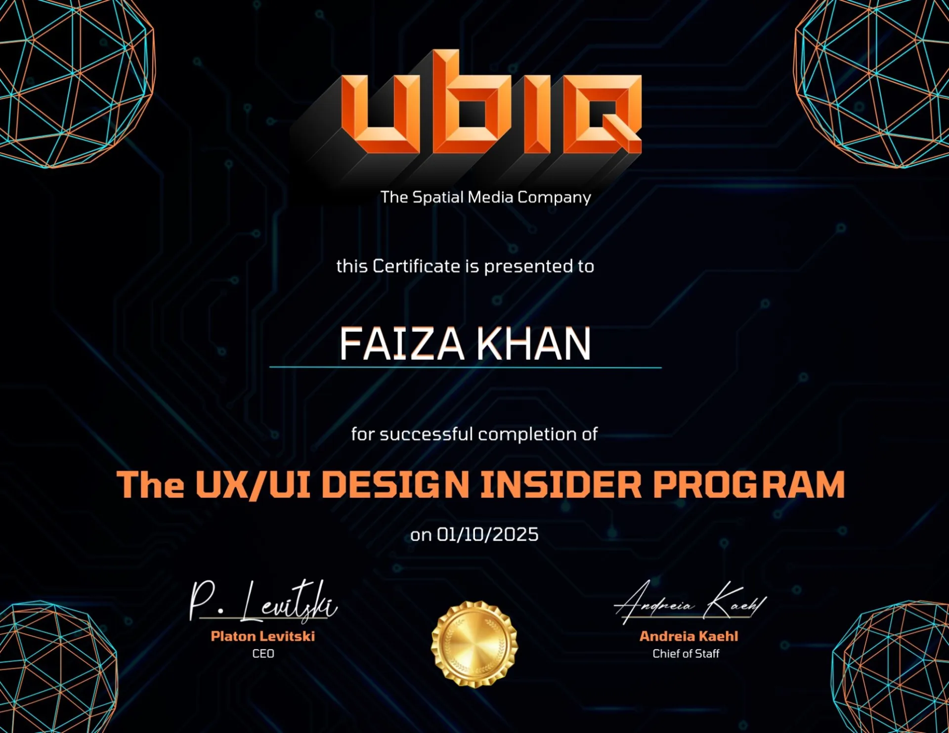 Ubiq Certificate